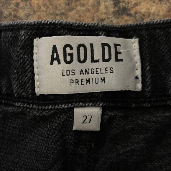 Agolde 90s High Rise Distressed Black Denim Shorts 27 Patch Raw Hem Y2K Grunge - Picture 10 of 12